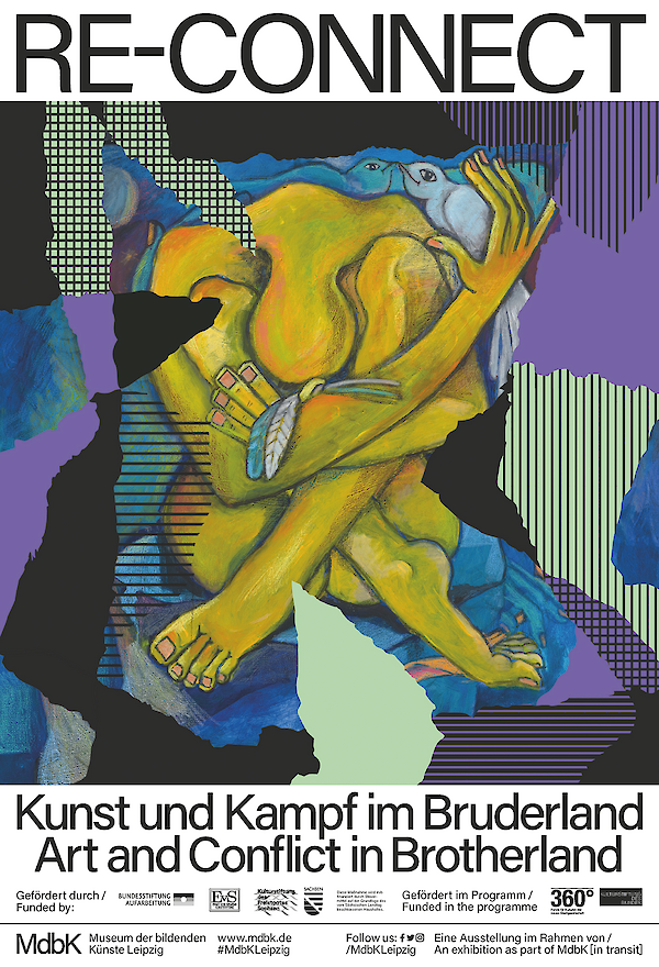 Plakat der Ausstellung "Re-Connect. Kunst und Kampf im Bruderland"